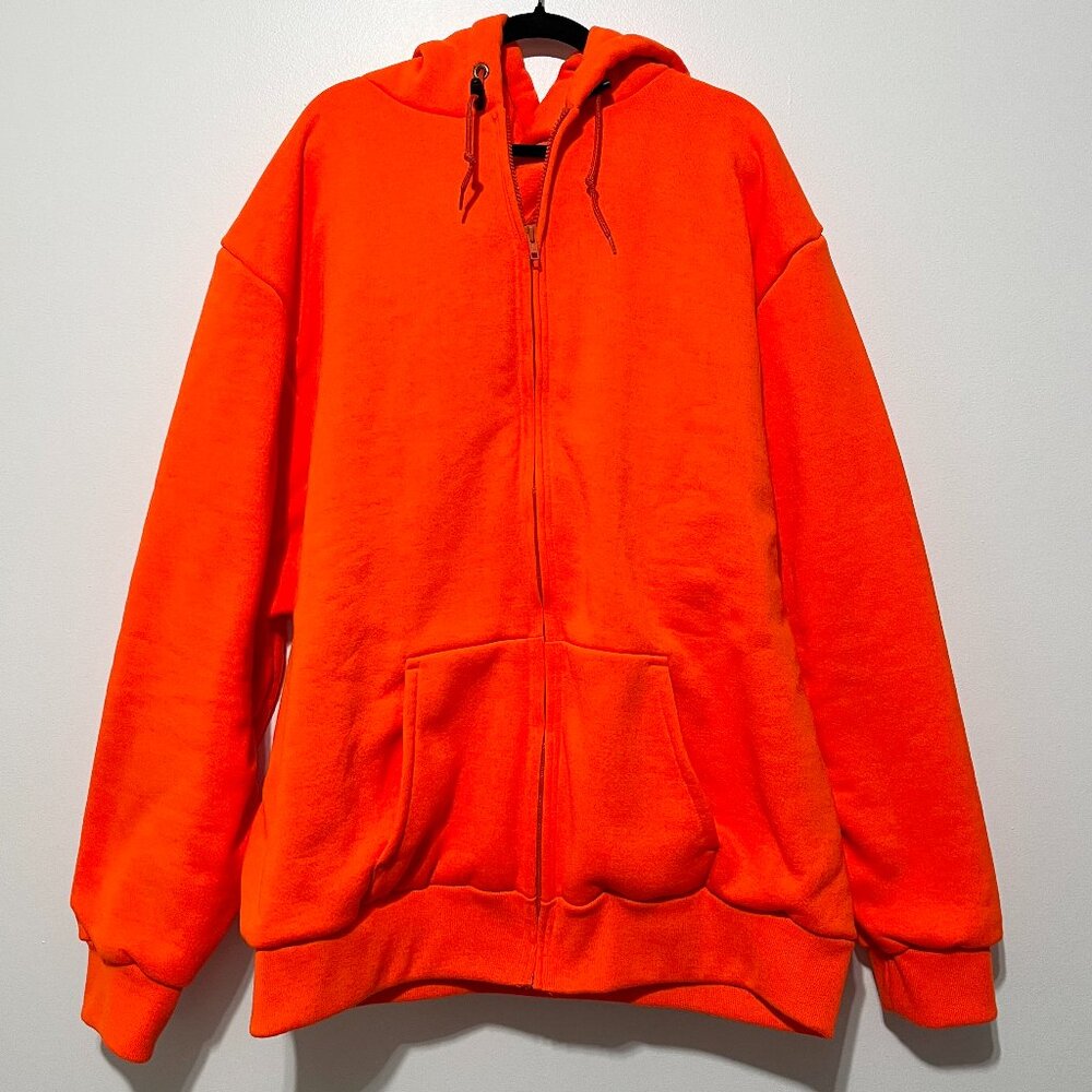 Camber Mens VTG Full Zip Thermal Lined Hunting Hoodie 4XLT Orange Heavyweight